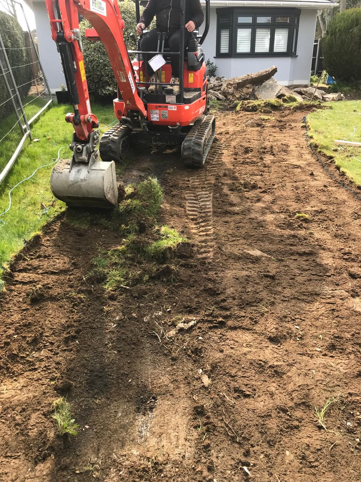 Digging out the lawn for a new path